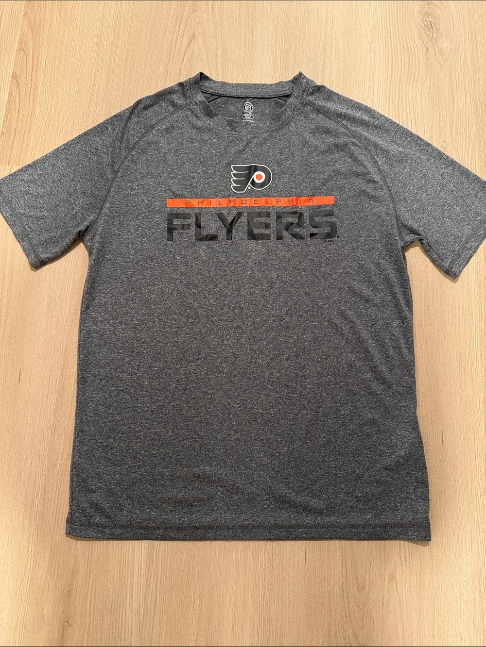 NHL Heather Gray Flyers Tee with Black and Orange Flyers Accent